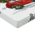 thumbnail image 2 of Ambesonne Christmas Fitted Sheet, Retro Car with Tree, Queen Size, Green Vermilion, 2 of 3