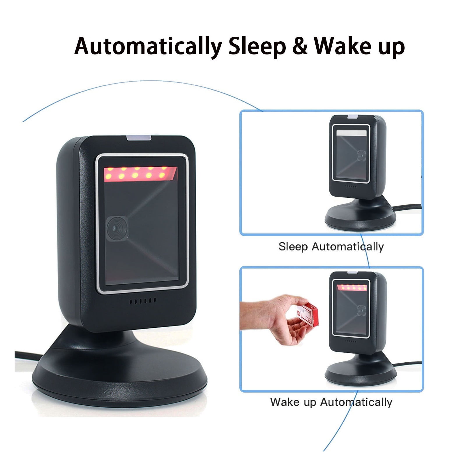 Barcode Scanner 2D All-round Desktop Automatic Sensing Data Matrix Reader Supermarket Usb Barcode Reader 1D 2D QR Code ,Easy to Operate