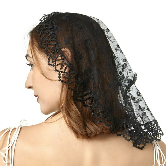 lixuesong Multiuse Lace Mantilla Veil Headscarf Catholic Mass Veil for Various Occasion Headcover Event Accessory