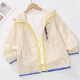 thumbnail image 7 of Big Boys Summer Thin Zip Hooded UPF Sun Protection Jacket Breathable Outdoor Coat Beige 4-5 Years, 7 of 7