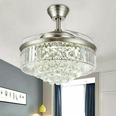 

Oukaning 36 Crystal Retractable Ceiling Fan with Light and Remote Control