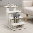 thumbnail image 2 of Demi Bonn 24" Pet Stairs for Small Pet, 4-Step Ramp for Beds and Couch with Non-Slip Carpeted Indoor Ladder, Cat Tree Climber, Beige, 2 of 9