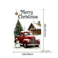 thumbnail image 4 of SPXUBZ Merry Christmas Red Truck Snowman Linen Garden Flag for Winter Christmas Home Outdoor Garden Yard Door Decor 12x18 inch, 4 of 5