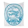 thumbnail image 1 of Vintage Airplane Soft Flannel Fleece Blanket, South Pole Antarctica Words on Retro Style Blue Stamp Grunge Airplane, Cozy Plush for Indoor and Outdoor Use, 50" x 60", Sky Blue White, by Ambesonne, 1 of 6