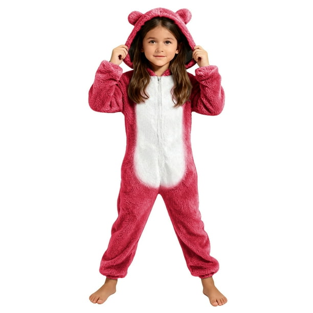 Mono de manga larga con capucha para niñas, pijama informal de invierno cálido, ropa de dormir para mujer, pantalones de terciopelo ártico de doble cara