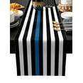 thumbnail image 2 of Blue White American Police Flag Cotton Linen Table Runner 13 x 90 inch Honoring Law Enforcement Officers Non-slip Rectangular Dining Table Decor for Wedding Party Holiday Dinner, 2 of 8