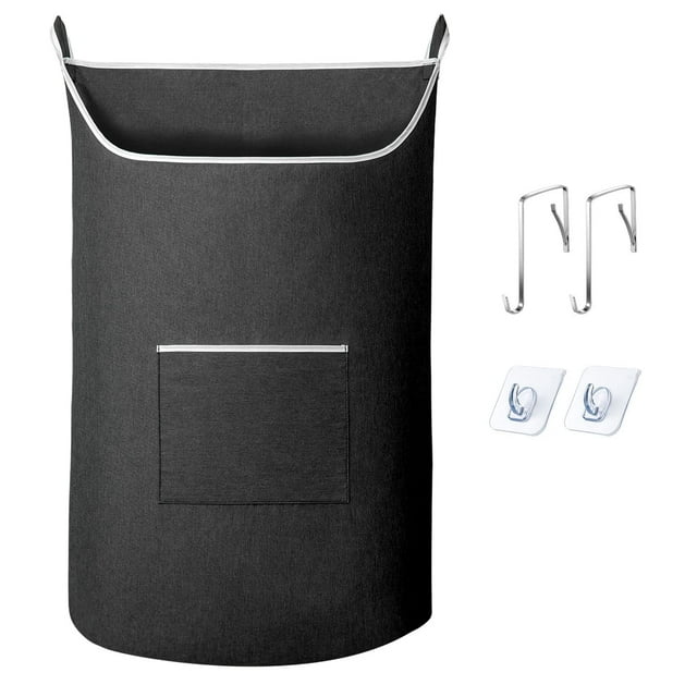 SAVERHO Bolsa para colgar en la colada XL, cesta para colgar en la puerta negra con gran apertura, bolsa de almacenamiento para la colada, tamaño grande, 36.1 x 22.0 in (negro)