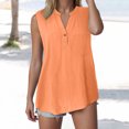 thumbnail image 2 of YDFCWXW Tank Tops for Women 2025 Summer Tops Cotton Linen Sleeveless Button Down Shirts Trendy V Neck Blouses with Side Slit Orange, 3XL, 2 of 5