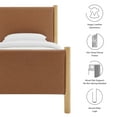 thumbnail image 4 of Platform Bed Frame, Twin, Oak Tan, Faux Leather, Hotel Bedroom, Modern Contemporary, HB38177, 4 of 9