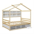 thumbnail image 4 of Full Bed with Roof Frame, Bed Frame with Big Storage Space， Bedside-6 shelves, Under Bed Storage Unit for Apartment and Small Space, 4 of 8