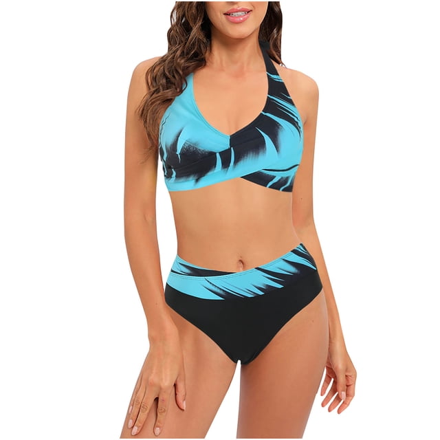 Traje de baño de bikini con espalda abierta y cintura alta sexy con estampado dividido para mujer de verano Fridja nalpqowj55925