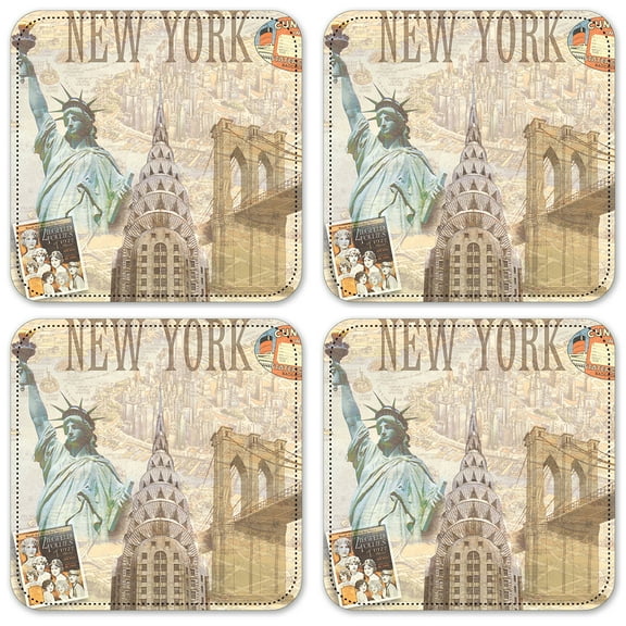 Vinyl Drink Coasters - Set of 4 - New York
