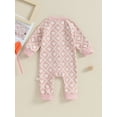 thumbnail image 4 of Suealasg Infant Baby Girl Valentine’s Day Sweater Romper Casual Long Sleeve Button Down Heart Print Jumpsuit 3M 6M 12M 18M 24M Newborn Girls Valentine’s Day Bodysuit, 4 of 9