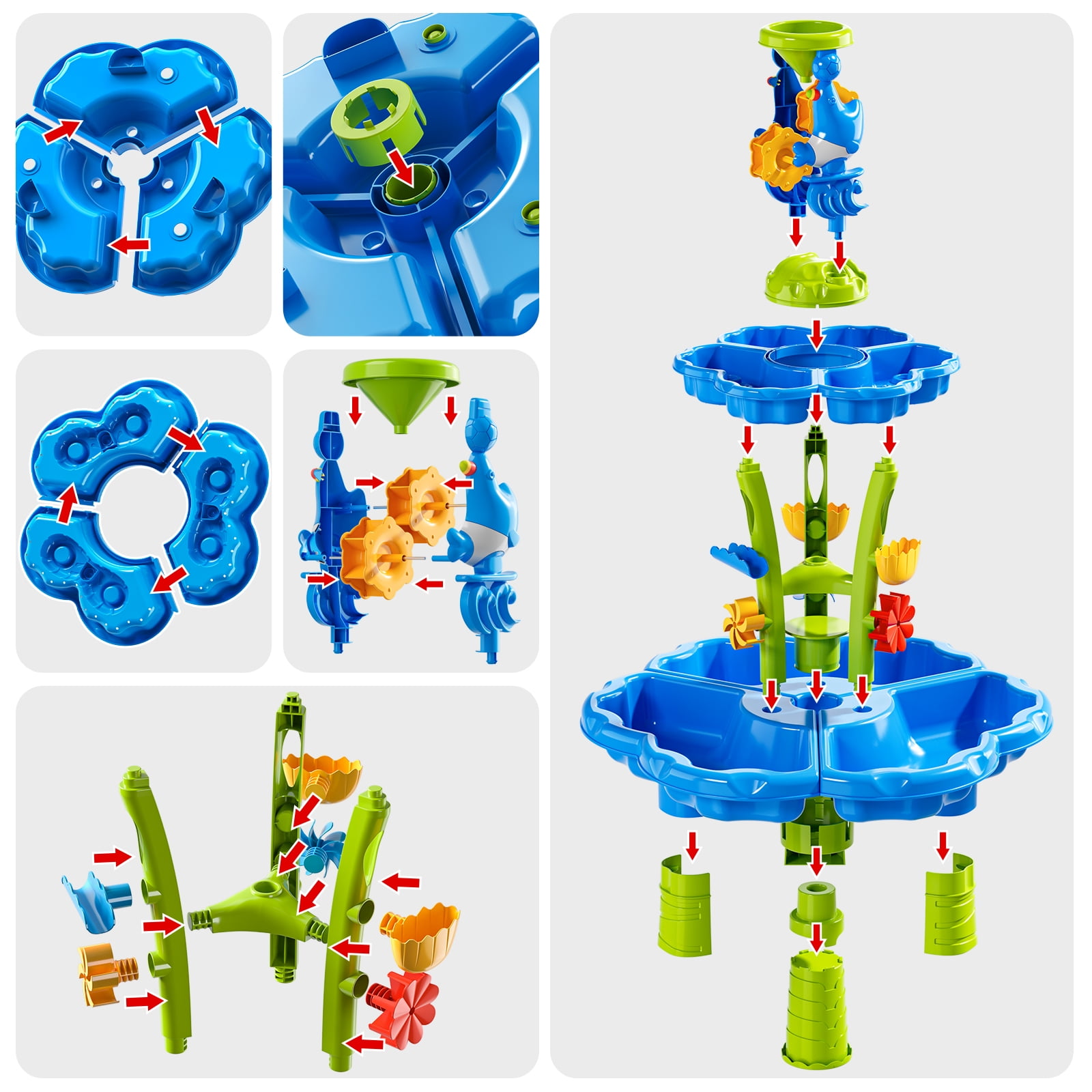 Lucky Doug Water Table for Toddlers 2 3 4 5, 2-Tier Sand Beach Water Play Toys Kids Outdoor Toys for Boys and Girls