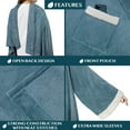 thumbnail image 2 of PAVILIA Fleece Blanket with Sleeves for Women Men Adults, Wearable Blanket Warm Soft Plush, Snuggle Pocket Sleeved TV Throw Wrap, Cozy White Elephant Gifts Ideas for Mom Wife, Dusty Blue, 2 of 9