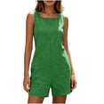 thumbnail image 5 of Sexlip Women Romper Shorts Linen Cotton Mix Lightweight Material Breathable Fabric Easy Care Machine Washable Green L, 5 of 8