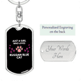 thumbnail image 2 of Russian Blue Cat  Stainless Steel or 18k Gold Premium Swivel Dog Tag Keychain, 2 of 16