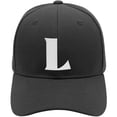thumbnail image 2 of Daxton Structured Curve Visor Bill Baseball Hat 3D Capital Alphabet Letters, Black Hat White Letter L, 2 of 3