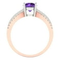 thumbnail image 4 of 1.27 ctw Solitaire with Zirconia Diamond Accents Anniversary Ring for Women | Round Cut Natural Amethyst | Hyperallergenic Solid 18K White/Rose Gold, 4 of 5