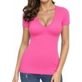 thumbnail image 2 of Women's V Neck Short Sleeve Long Sleeve Slim Fit T Shirt Tunic Tops Tee, 2 of 3
