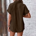 thumbnail image 3 of DuoJiaJ Ladies' Fashionable And Casual Solid Color Batsleeved Button Short Sleeved Shirt Women's Short Sleeve Shirts Brown L, 3 of 5