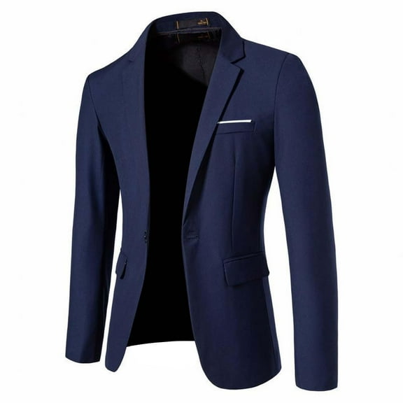 ZCFZJW Mens Blazers Slim Fit Business Casual Men Suit Sport Coat One Button Travel Blazer Lightweight Suit Jacket Blue M