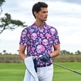 thumbnail image 2 of Kdxio Skull Rainbow Mushroom Print Men's Short Sleeve Polo Shirt,Midweight Men's Shirt, 2 of 5