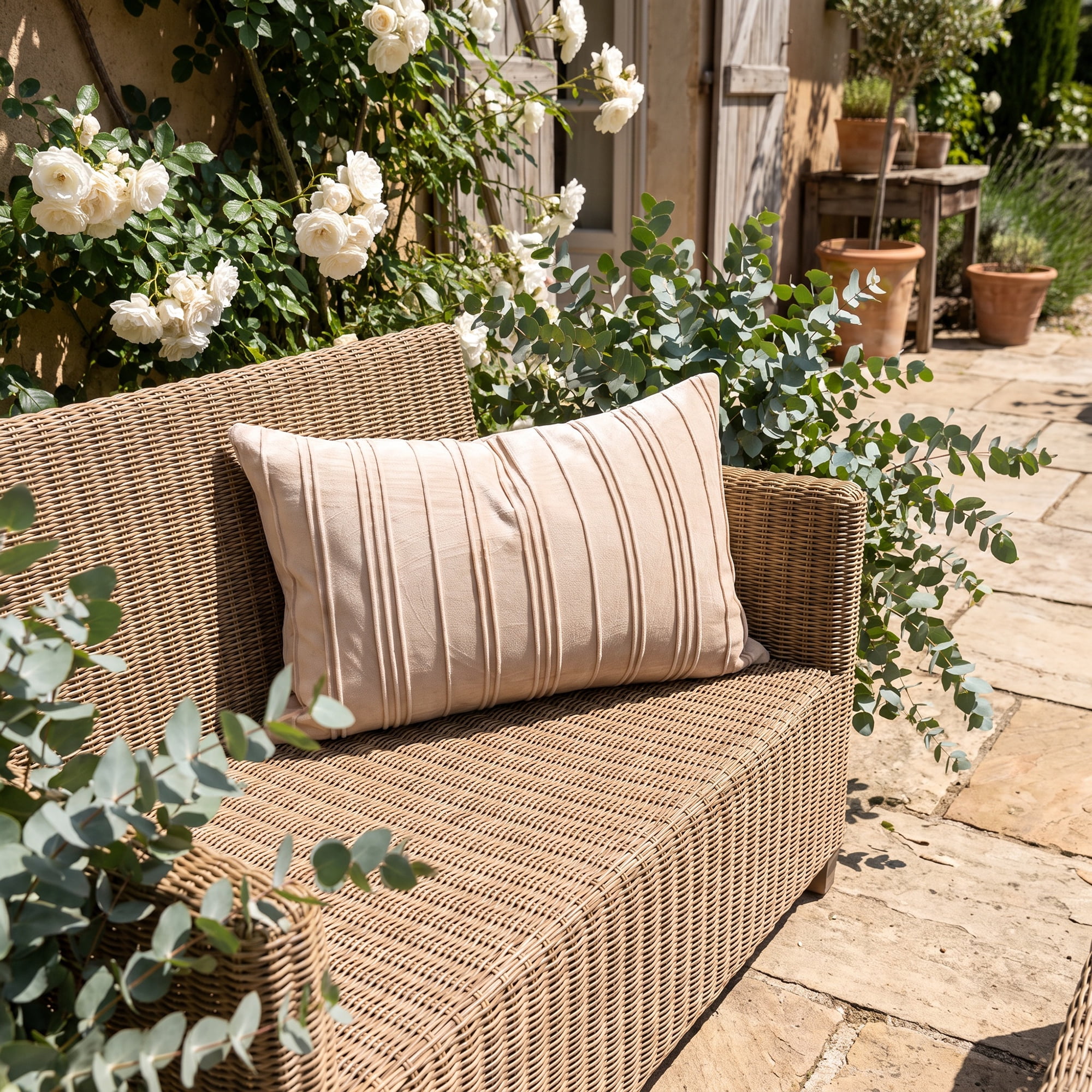 Unique Bargains 2Pcs Pleated Textured Throw Pillow Covers Couch Cushion Cases Beige 20" x 12"