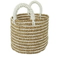 thumbnail image 6 of CosmoLiving by Cosmopolitan 19", 16", 13"W Brown Seagrass Handmade Two Toned Storage Basket with Handles, 3-Pieces, 6 of 10