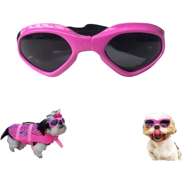 Gafas para perros, gafas de sol para mascotas, gafas plegables para perros, gafas de sol con protección UV (rosa)