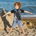thumbnail image 3 of FORMRS Boys Rash Guard with Short Sleeves UPF 50+ Swim Shirts Sizes 3-12T, Black, 3 of 6