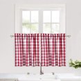 thumbnail image 1 of Haperlare Farmhouse Kitchen Curtains Buffalo Check Bathroom Curtain Blackout Thick Yarn Dyed Cafe Curtain, Red/White, 28"W x 24"L 2 Panels, 1 of 8