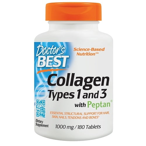 Doctors Best Collagen Types 1 and 3 with Peptan 1000 mg Tablets, 180 Ea