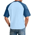 thumbnail image 4 of Dresfit Baseball Shirts for Man Short Sleeve Golf Shirts Patchwork Crewneck Raglan Denim Shirt 2026 Summer Big and Tall Washed Lightweight Atheletic T Shirts Light Blue M, 4 of 6