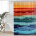 thumbnail image 4 of Shower Curtain Bathroom Set Abstract Rainbow Wave Marble Texture Waterproof Fabric Shower Curtains with Grommets&Hooks Colorful Ocean Waves Privacy Bath Curtain for Bathtub 60x72in, 4 of 7