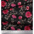thumbnail image 3 of Soimoi polyester Crepe Fabric Leaves & Aster Floral Printed Fabric 1 Yard 52 Inch Wide, 3 of 3