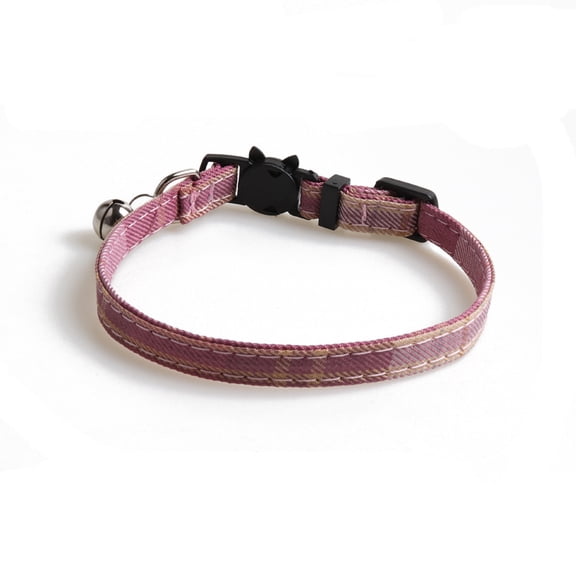 Yidarton Pet Collar British Plaid Elegant Bow Cat Collar Raspberry Scallops