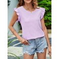 thumbnail image 6 of Womens Casual Tops for Women Crewneck Ruffle Short Sleeve Blouses L, 6 of 9