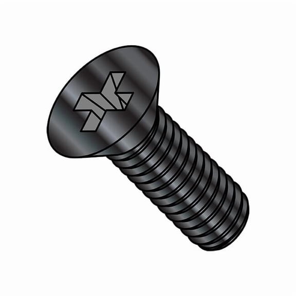 M4-0.70 x 8 mm Phillips Flat Machine Screw, Black Oxide Stainless Steel, 2000 PK