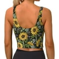 thumbnail image 3 of Xecao Sunflowers for Sports Bra with Removable Pads, Crop Tank Top Design, Women's Longline Sports Bra - Non-Wired - XX-Large, 3 of 9