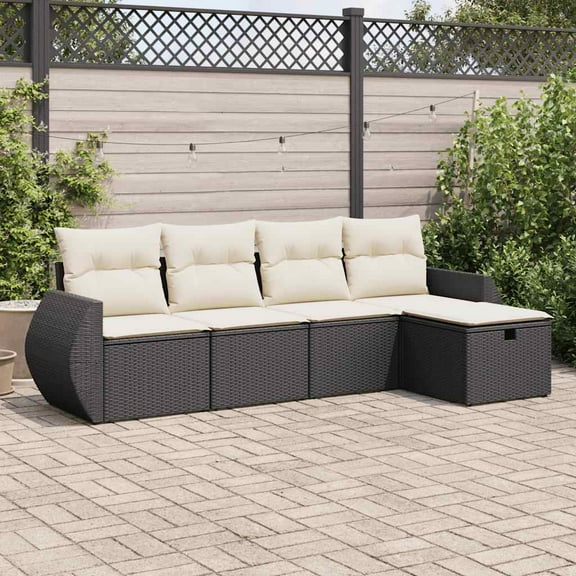 vidaXL Garden Sofa Set Black PE Rattan 5 Piece Set Modular
