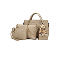 thumbnail image 1 of Juego 4 Bolsos Mujer Cartera Tote Cosméticos Tarjetero Oso Xtellar Color Dorado, 1 of 4