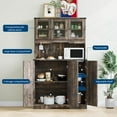 thumbnail image 4 of BouPower 70" Farmhouse Freestanding Kitchen Pantry Cabinet with Charging Station & Storage Cabinet, Kitchen Hutch Cupboard with Countertop, 40.35" Wide x 15.2" Deep, for Ding Room Living Room, Brown, 4 of 7