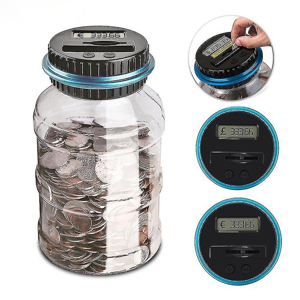 Alcancía Contador de Monedas Electrónica Digital Lcd Conteo de Monedas Caja de Alcancía Tarro Caja de Almacenamiento de Monedas Dólar Euro Libra Dinero (Tipo Euro)