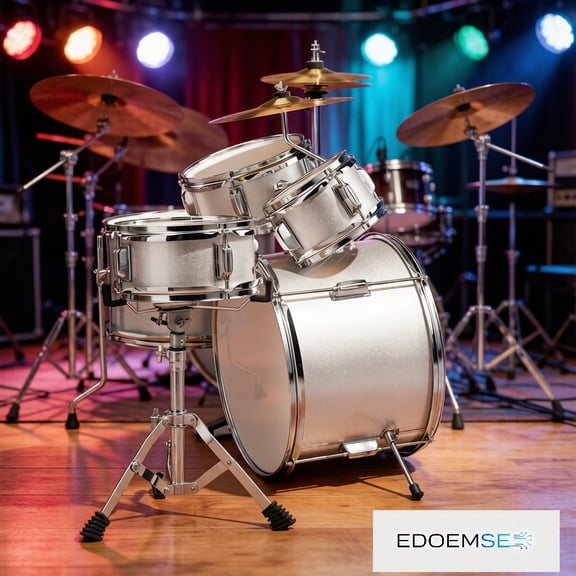 EDOEMSE Junior Kids Drum Set 14x10 Inch 5-Piece Kids Drum Kit Pedal Included Drumsticks Included Space Saving Design