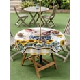 thumbnail image 5 of Outdoor Tablecloth with Umbrella Hole Zipper Pig Sunflowers Round Tablecloth 54" Waterproof Outside Table Cloth Yellow Floral Elegant Checkered Pastoral Patio Table Cover Tablecloths for Picnic Party, 5 of 8