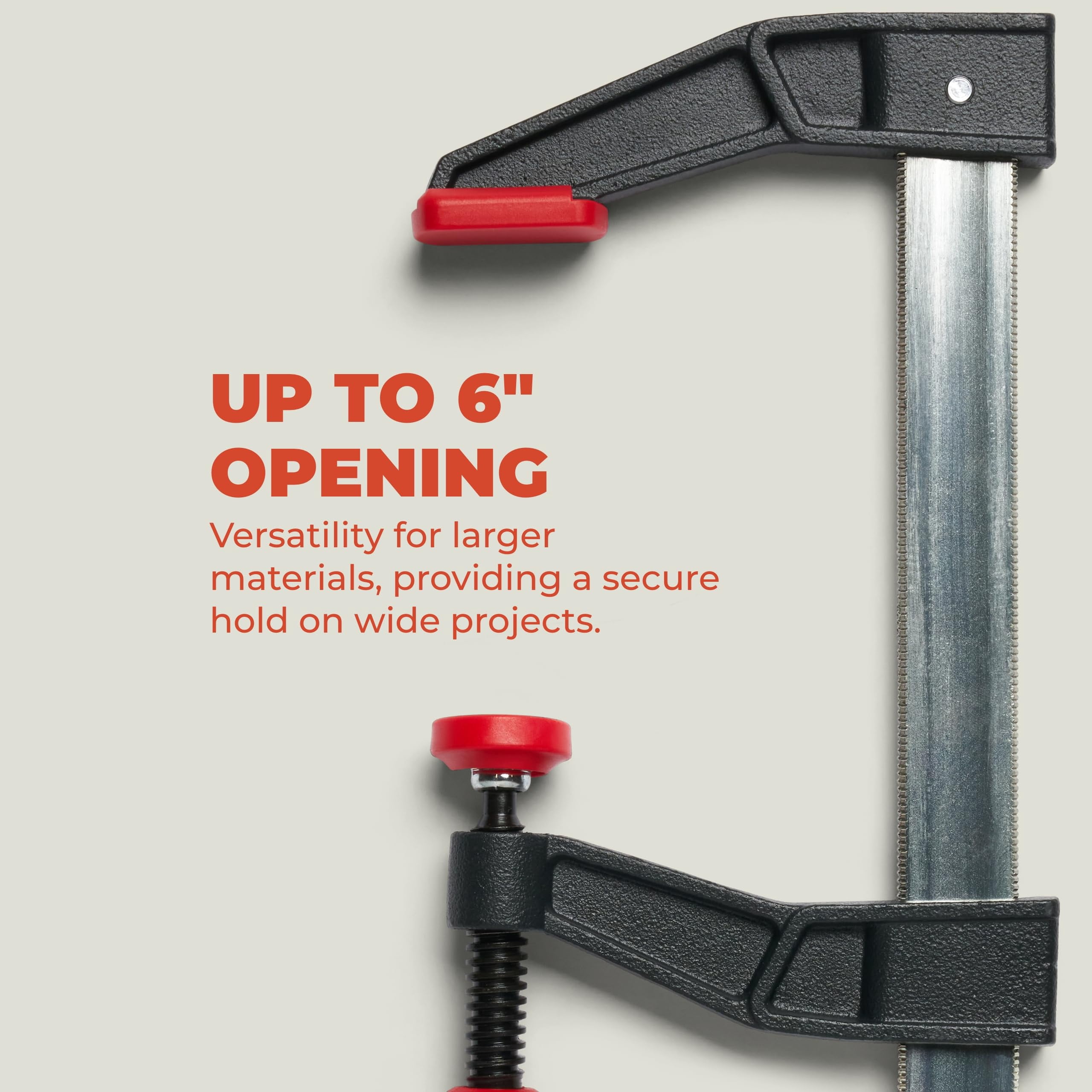 BuildSomething F-Style Bar Clamp Set - Heavy-Duty 6" Adjustable Clamps for Woodworking, Carpentry & DIY Projects - Non-Slip Handle & Padded Jaws - 2 Pack