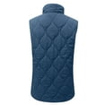 thumbnail image 5 of Otntypg Puffer Vest Women Fall Winter Plush Thick Warm Sleeveless Quilted Jacket Lightweight Snap Zip Up Stand-up Collar Down with Pockets Outerwear Tops Blue XL, 5 of 8