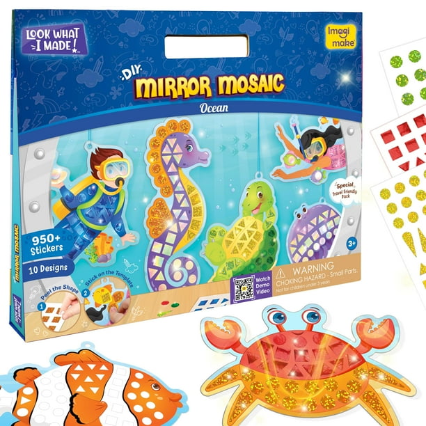 Set de manualidades Imagimake Mirror Mosaic con temática oceánica, set de arte para niños