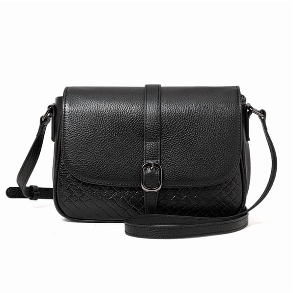 Genuine Leather Cowhide Crossbody Bag, Women's Retro Woven Saddle Shoulder Purse